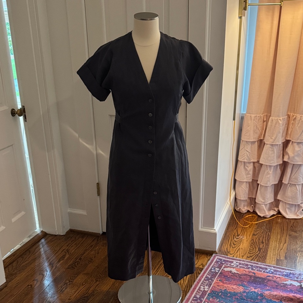 Like new - Alex Mill Charcoal Button-Front Midi Dress